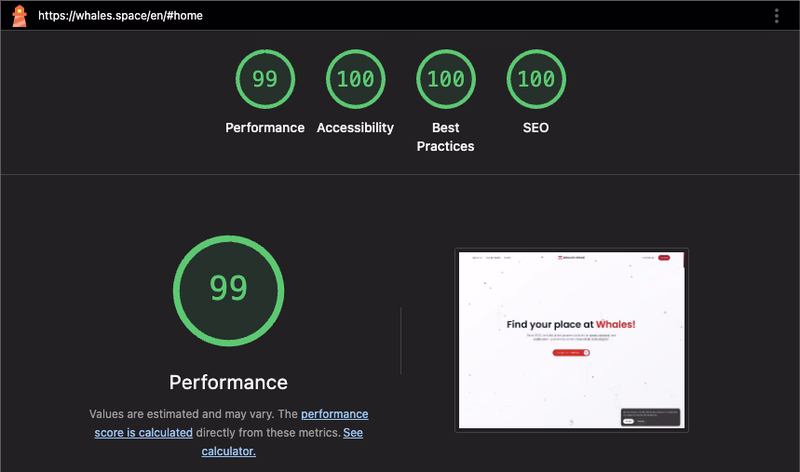 Almost 100% Lighthouse score is possible